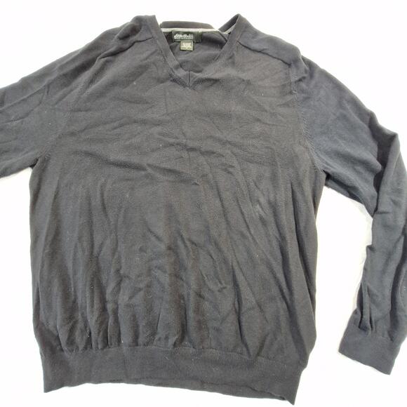 Eddie Bauer Other - Eddie Bauer Sweater Mens Medium Black Supima Cotton Nylon Knit V Neck Pullover